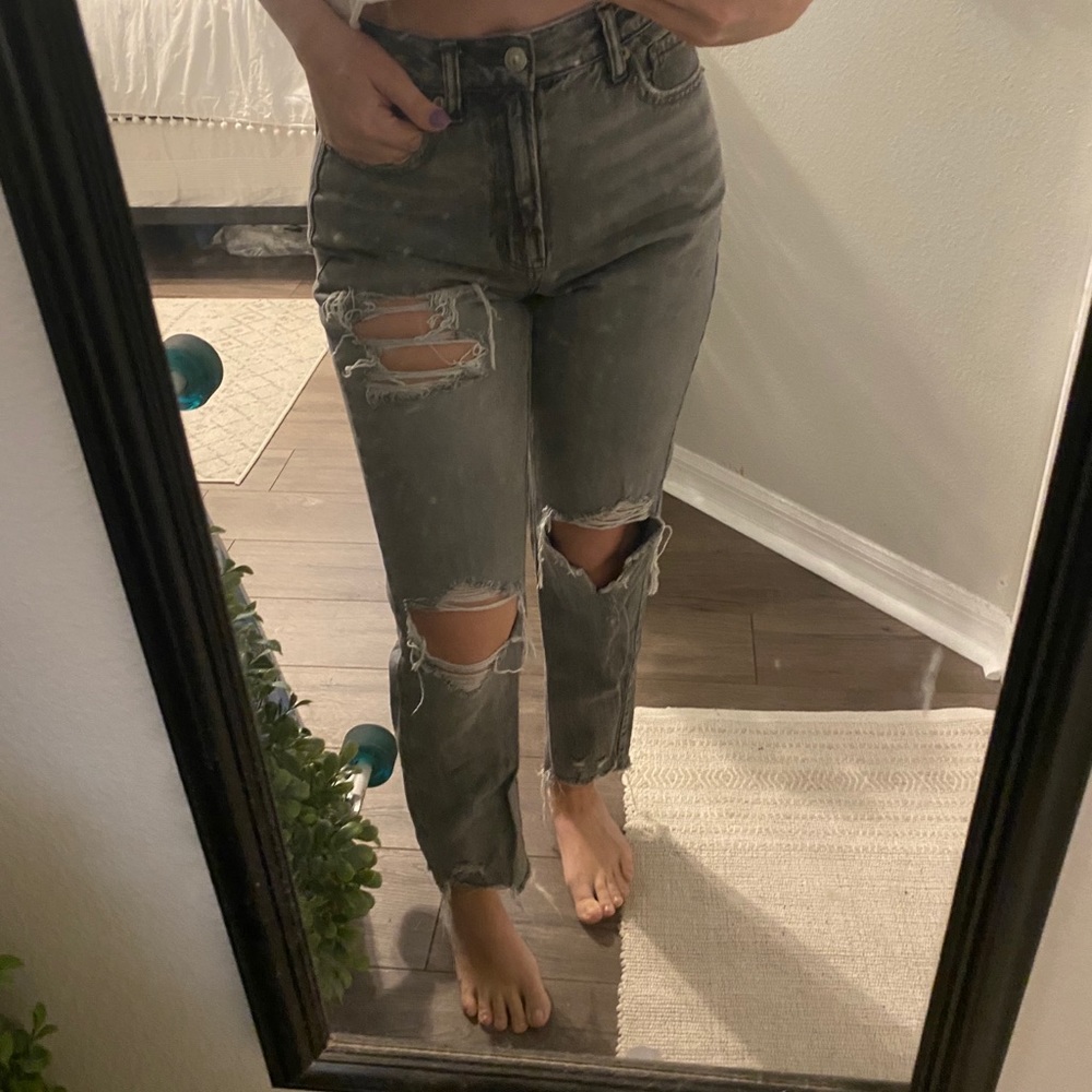 Distressed grey jeans, rarely worn